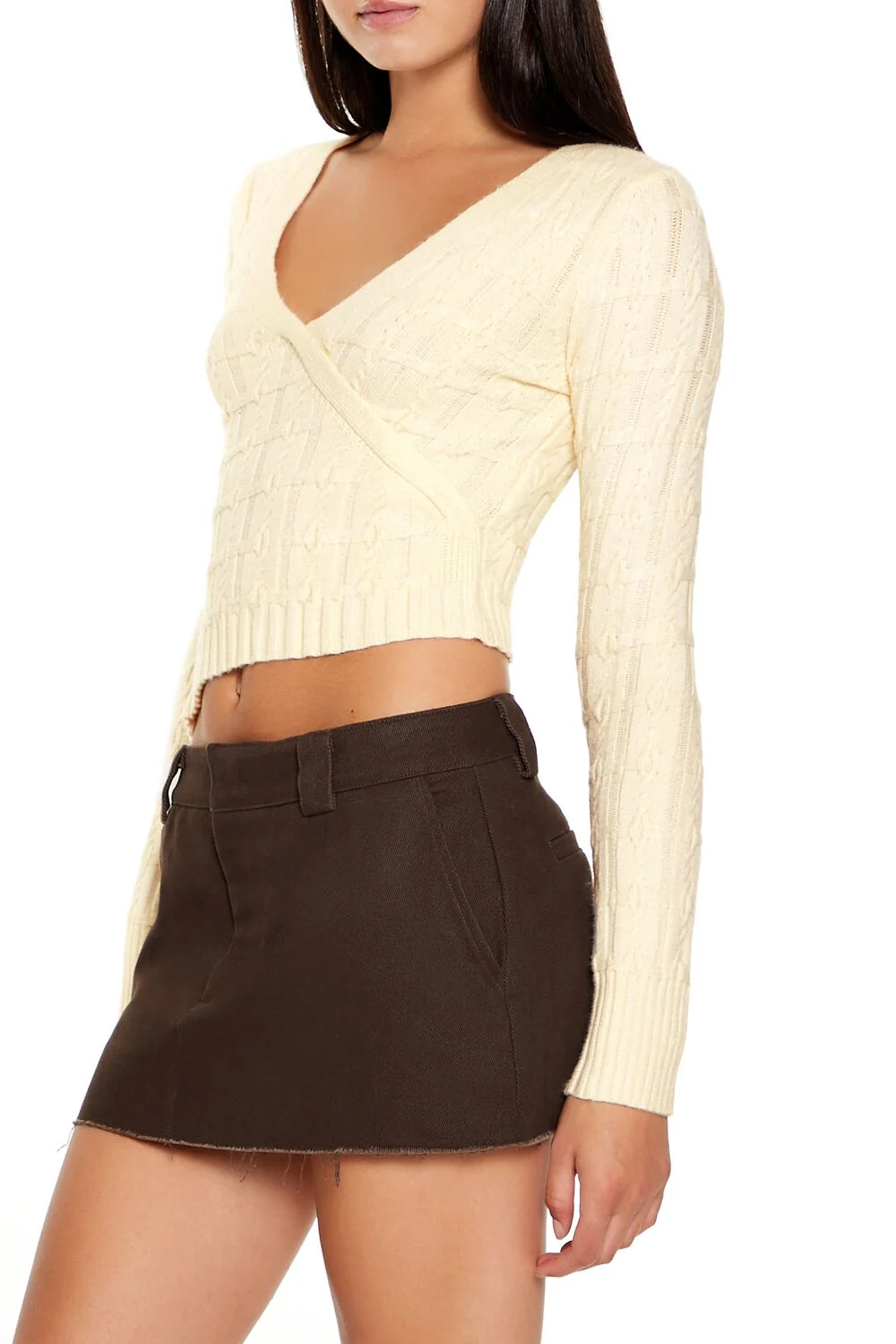 Surplice Textured Cropped Sweater - Image 4