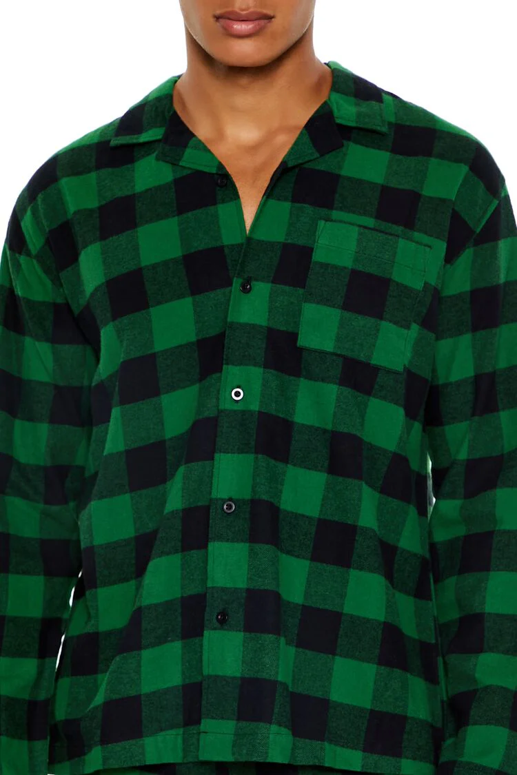 Plaid Flannel Pajama Shirt - Image 3