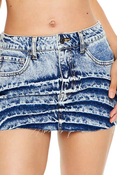Acid Wash Denim Mini Skirt - Image 5