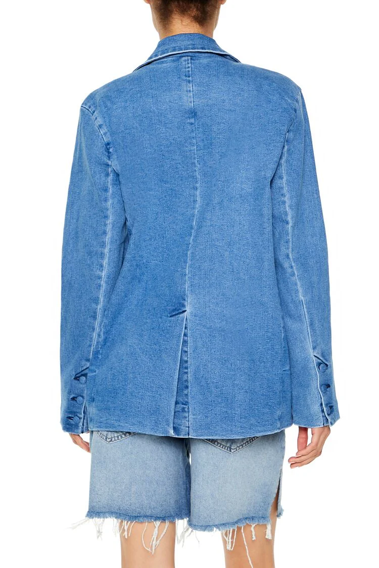Notched Denim Blazer - Image 5