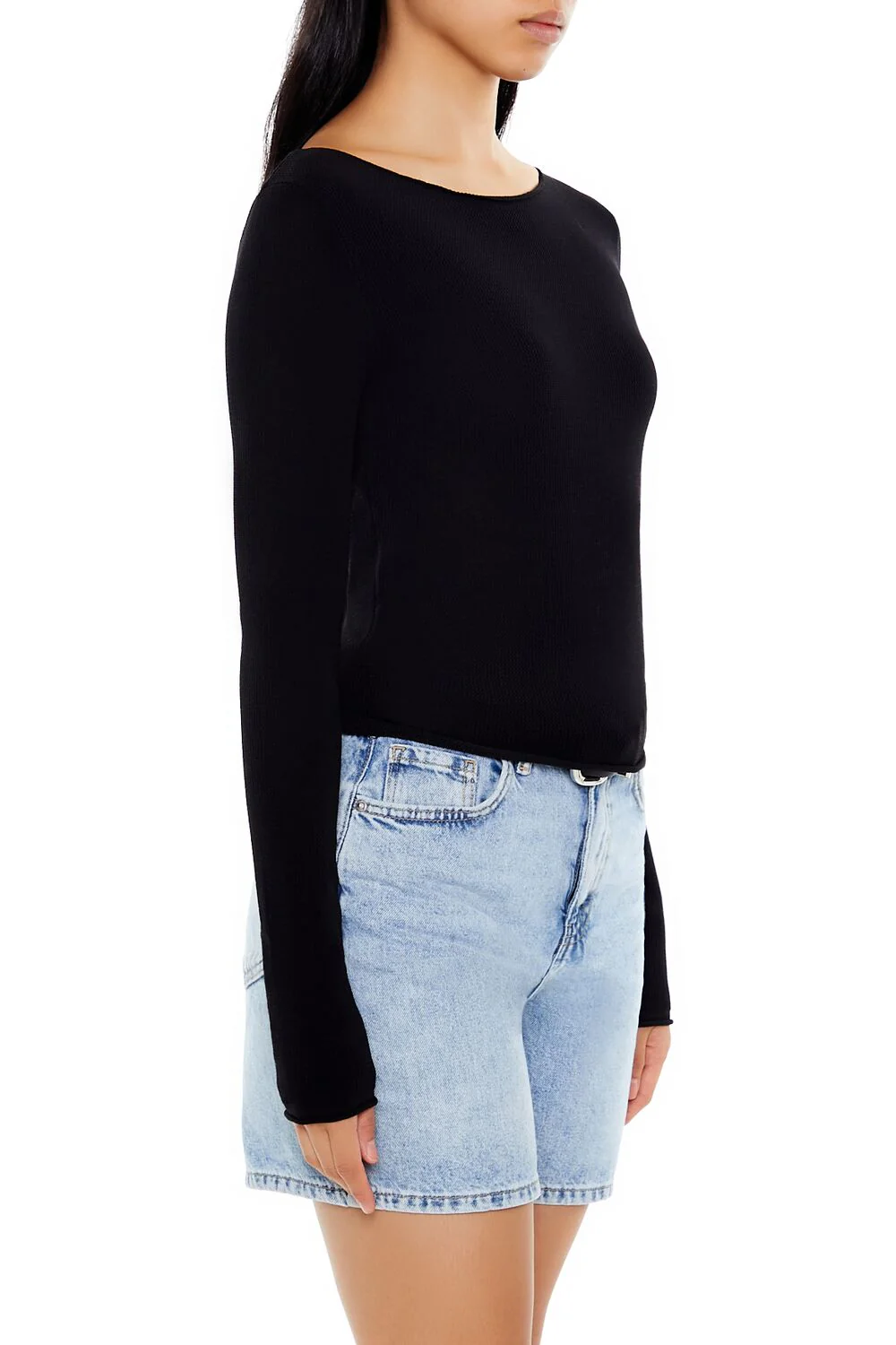 Cropped Boat-Neck Sweater - Image 4