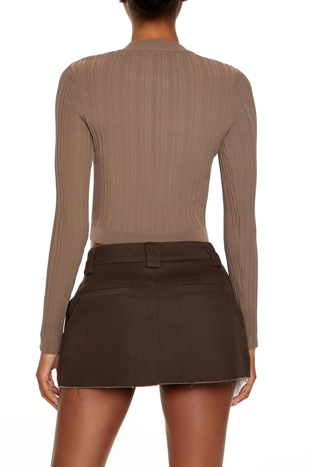 Ribbed Knit Long-Sleeve Crop Top - Image 5