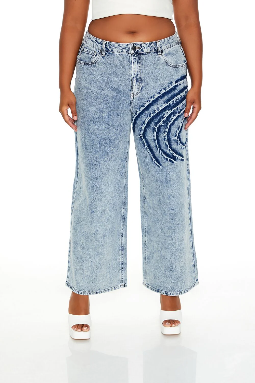 Plus Size Abstract Mineral Wash Jeans - Image 2