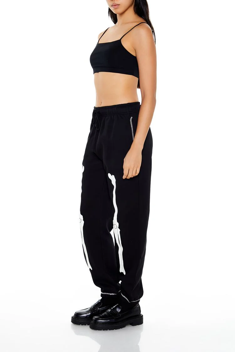 Fleece Skeleton Graphic Joggers - Image 3