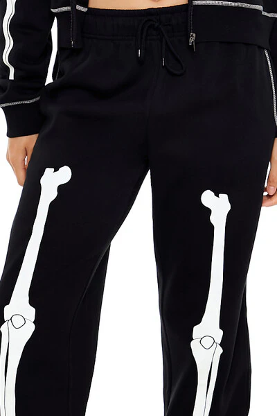 Fleece Skeleton Graphic Joggers - Image 5