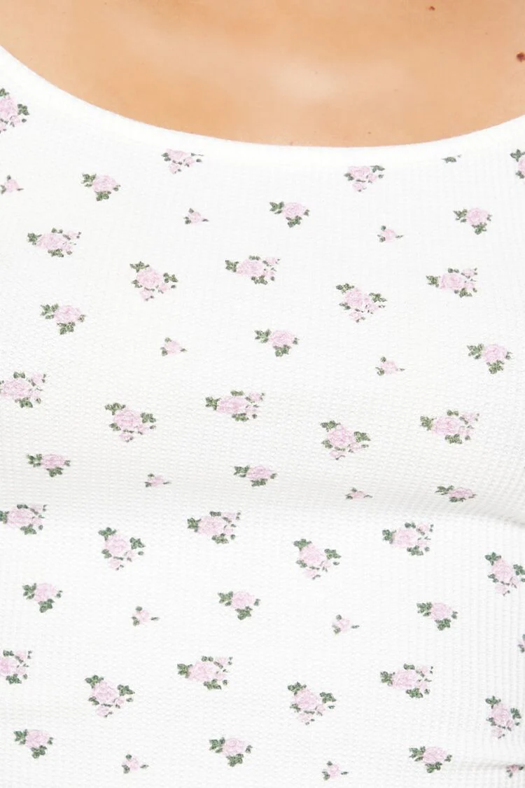 Ditsy Floral Print Cropped Cami - Image 8