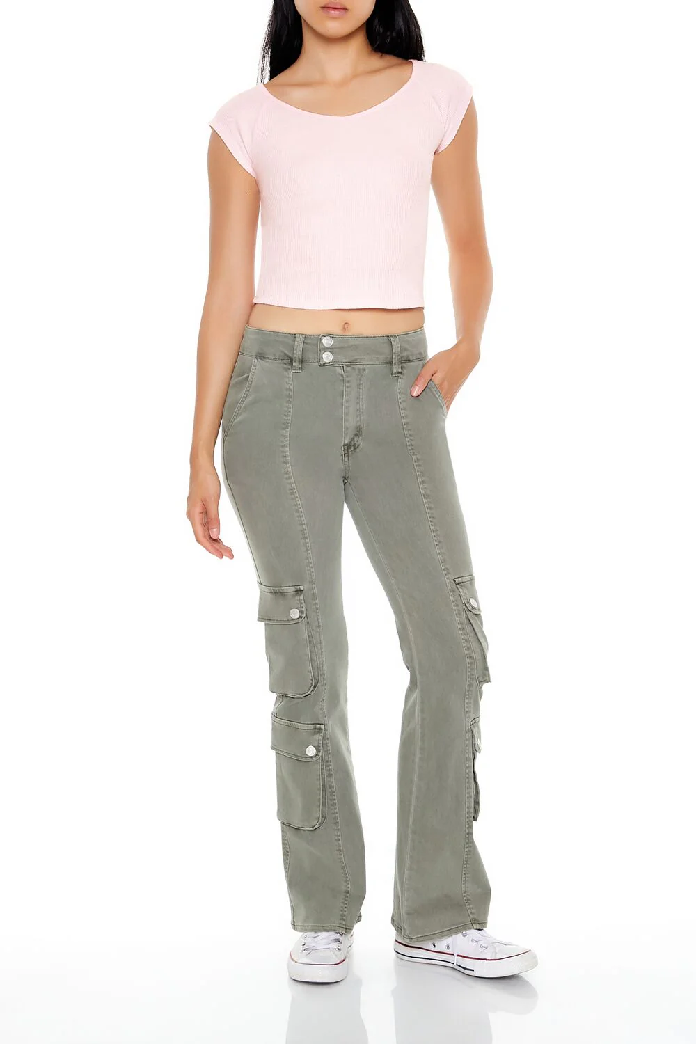 Thermal Cap-Sleeve Cropped Tee - Image 2