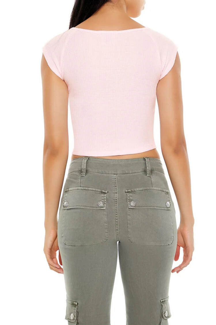 Thermal Cap-Sleeve Cropped Tee - Image 5