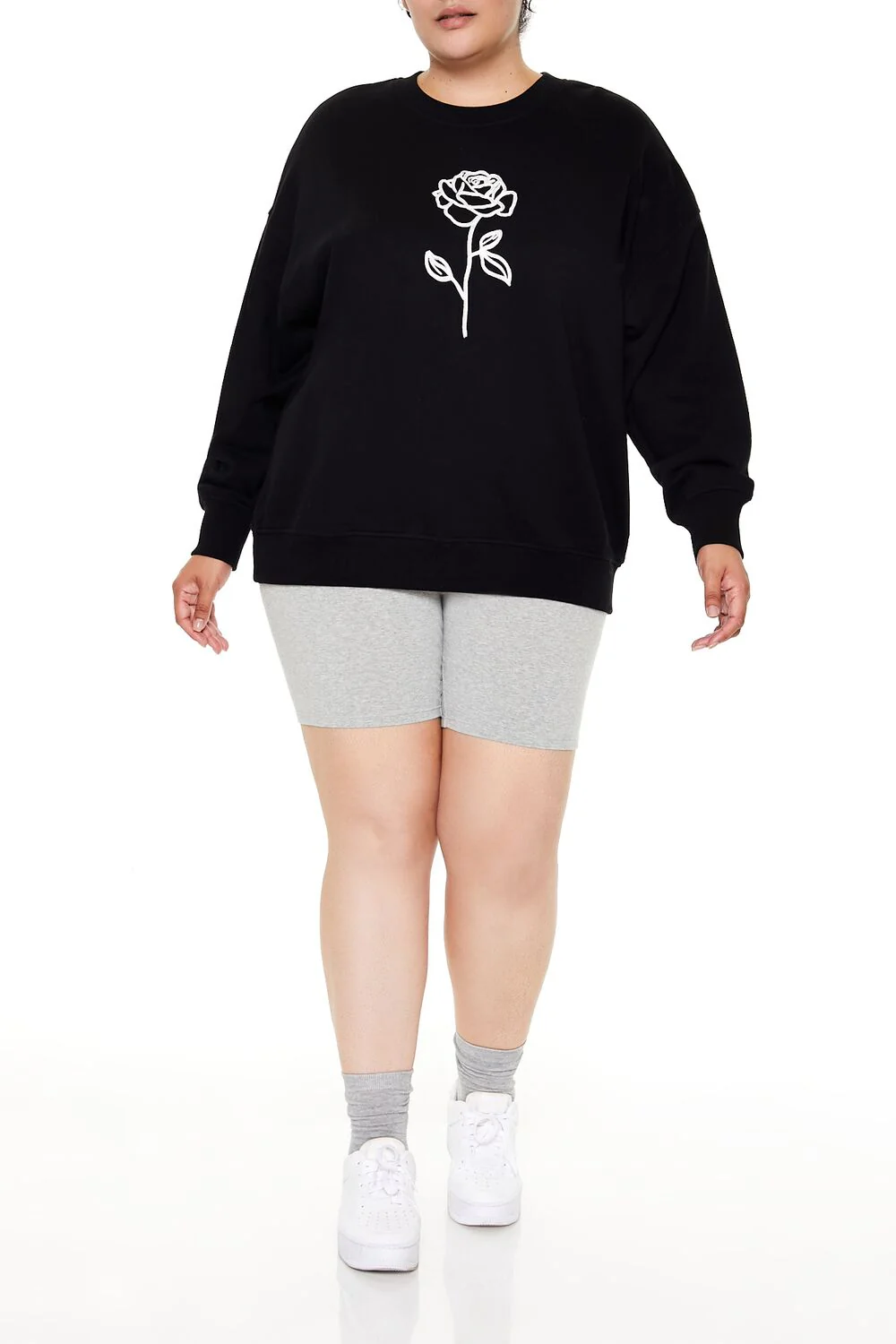 Plus Size Embroidered Rose Pullover - Image 2