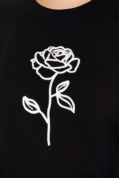 Plus Size Embroidered Rose Pullover - Image 3