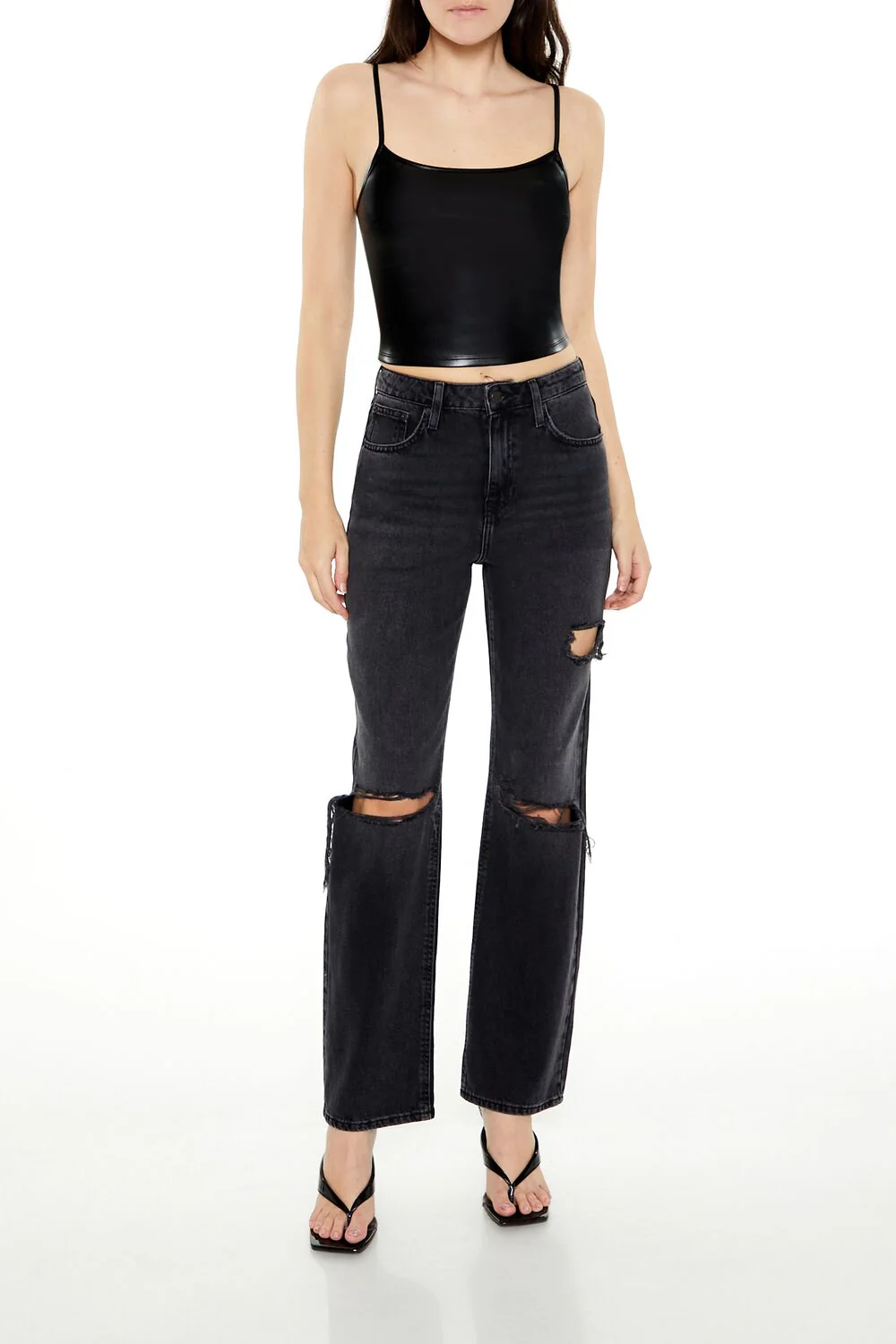 Faux Leather Cropped Cami - Image 2