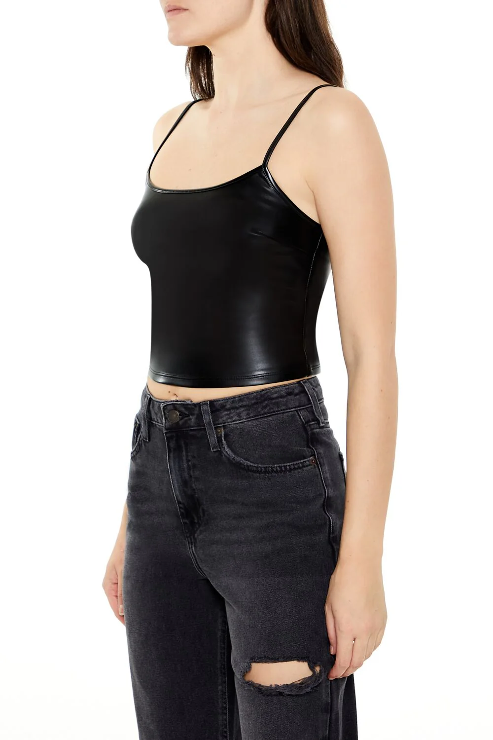 Faux Leather Cropped Cami - Image 4