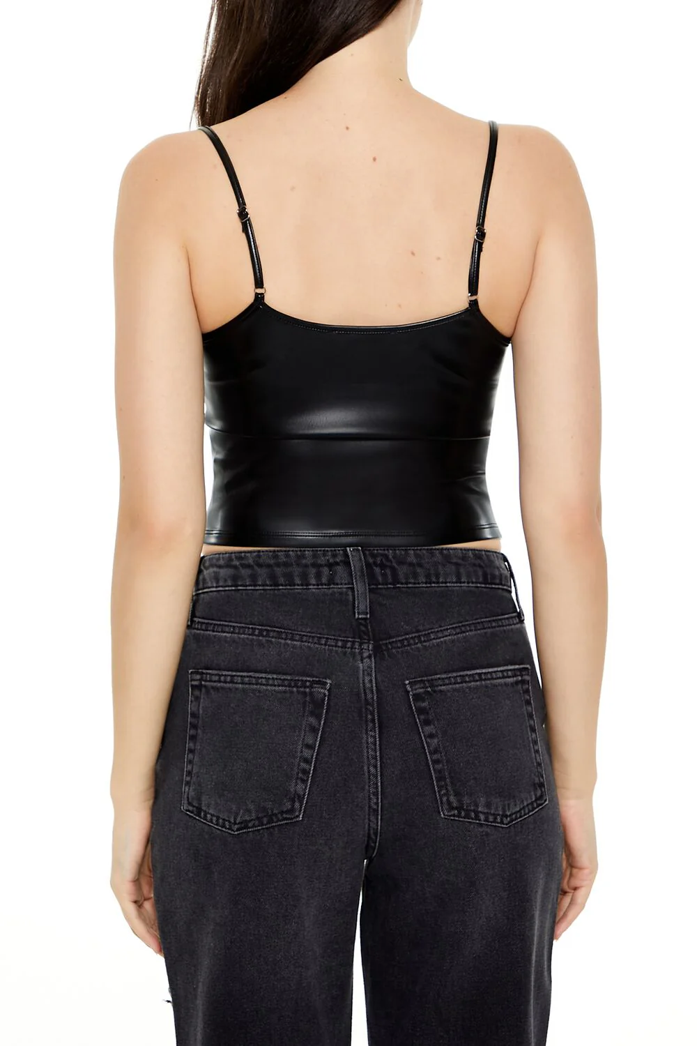 Faux Leather Cropped Cami - Image 5