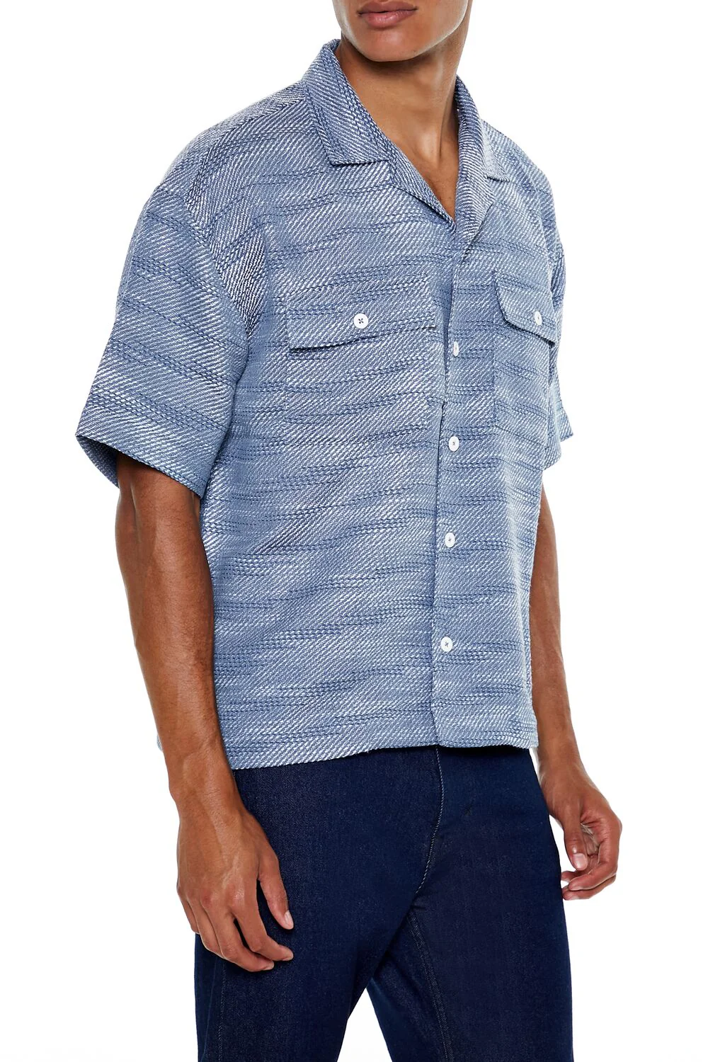 Textured Cuban Collar Shirt - Image 3