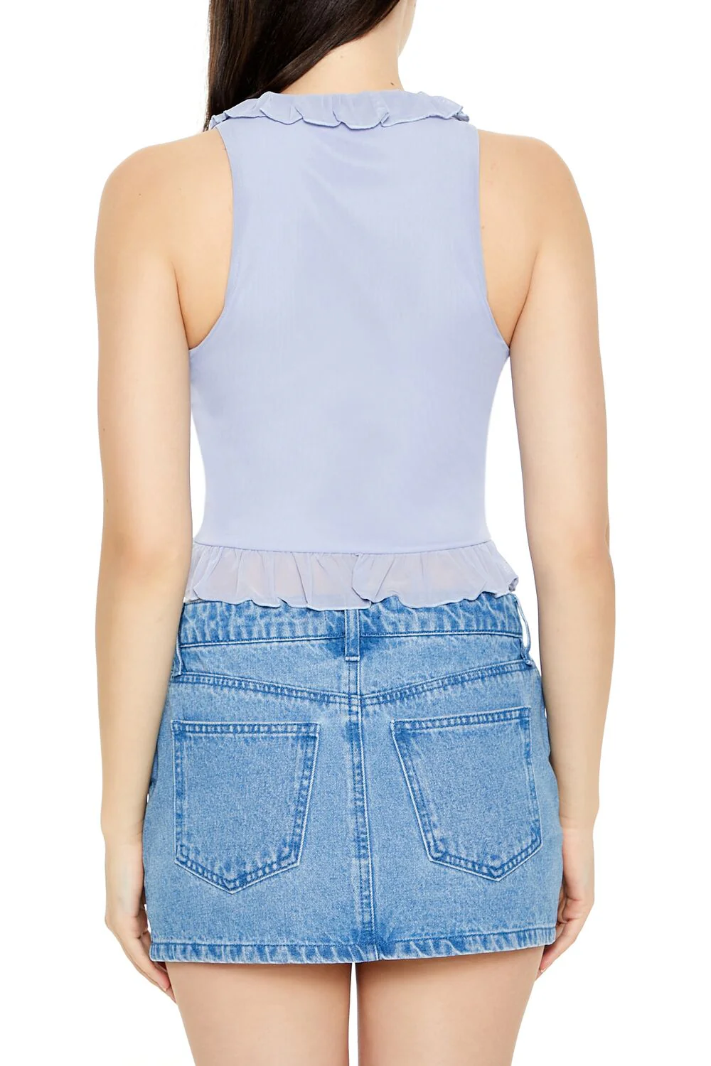 Mesh Ruffle-Trim Crop Top - Image 10