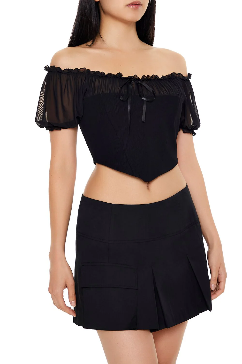 Off-the-Shoulder Corset Crop Top - Image 4
