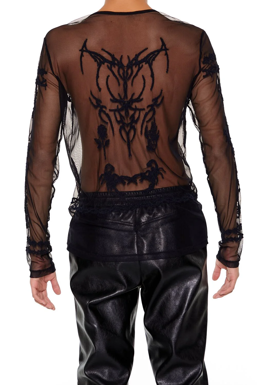 Embroidered Sheer Mesh Top - Image 4