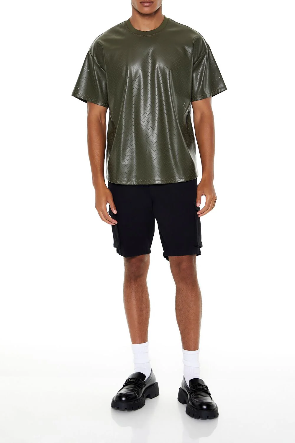 Geo Chevron Faux Leather Tee - Image 2