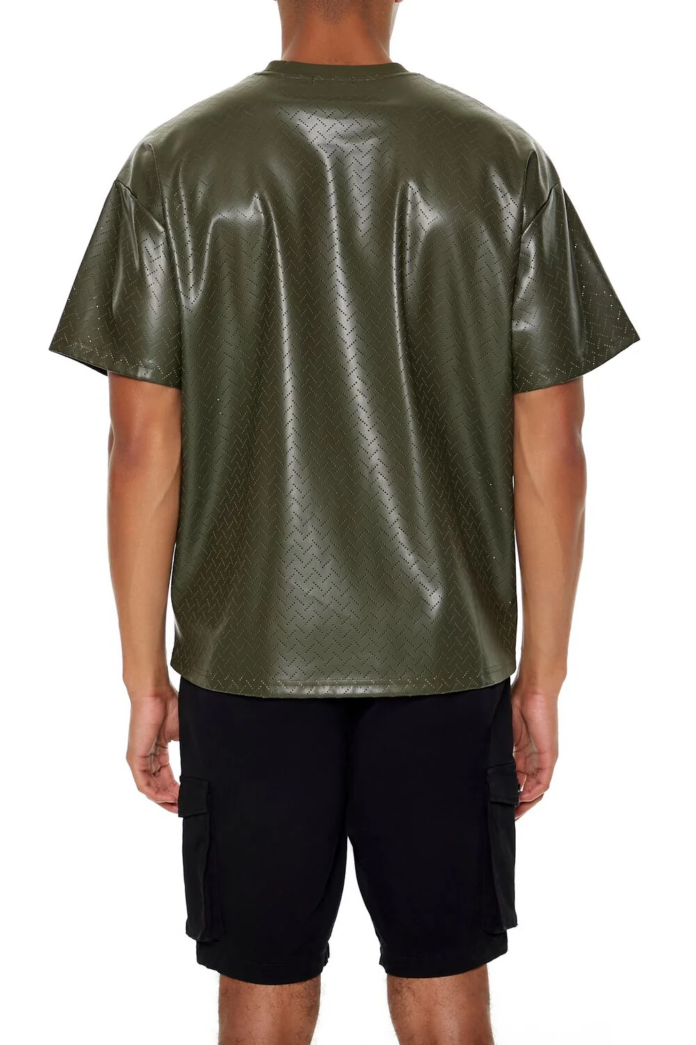 Geo Chevron Faux Leather Tee - Image 4
