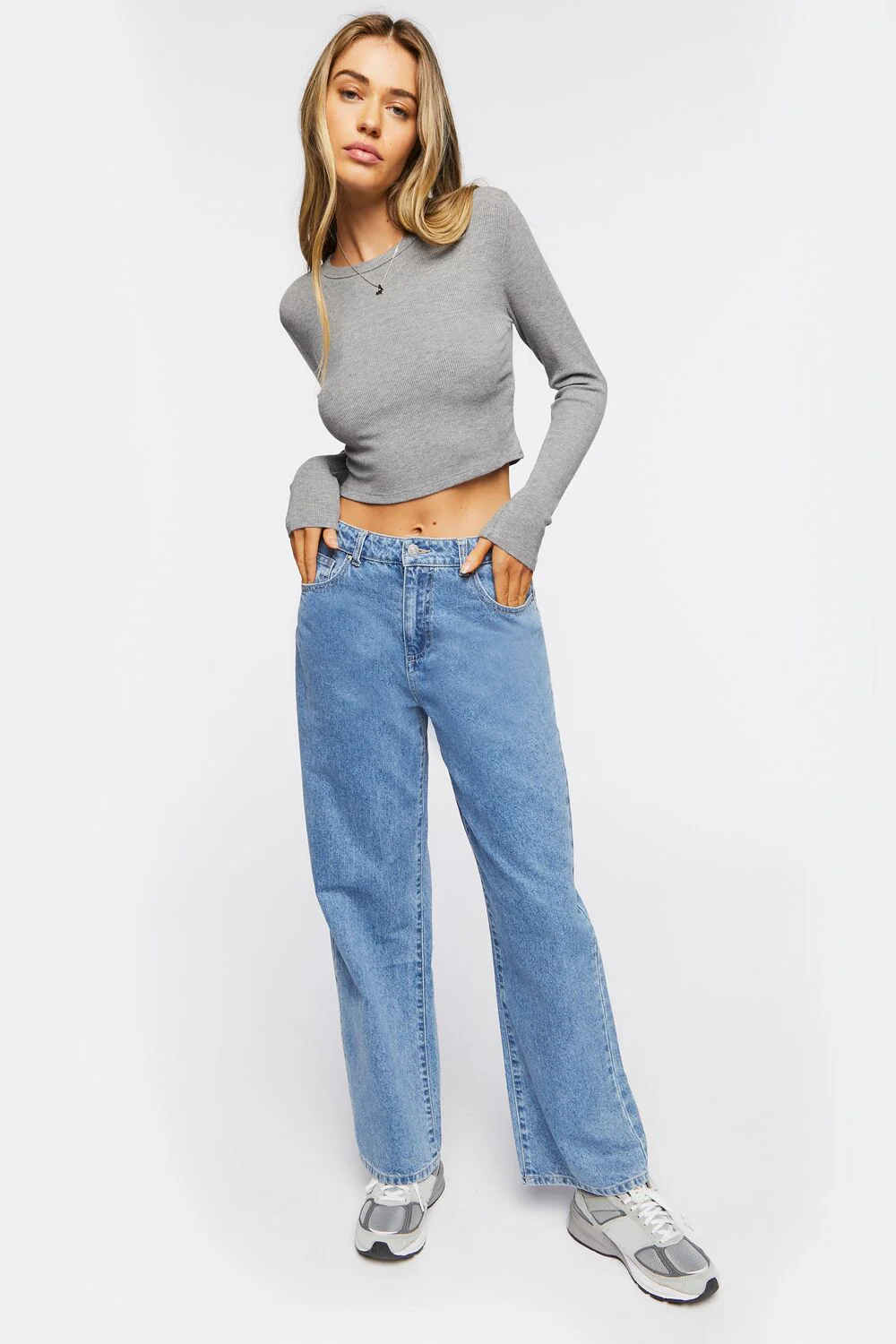 Ribbed Knit Long-Sleeve Crop Top - Image 14