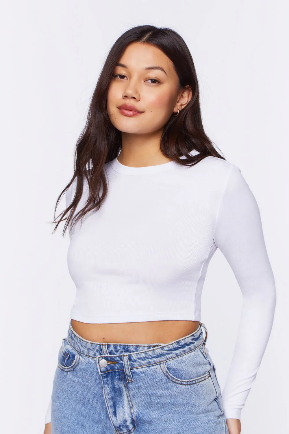 Ribbed Knit Long-Sleeve Crop Top - Image 6