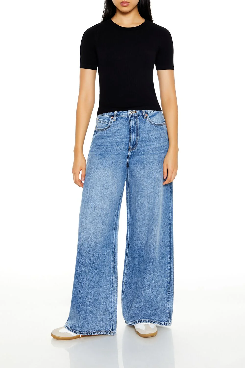 Cropped Seamless Ribbed Tee - Image 2