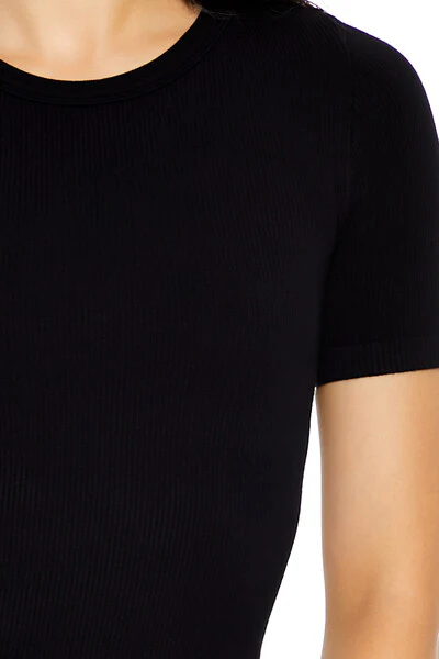 Cropped Seamless Ribbed Tee - Image 3