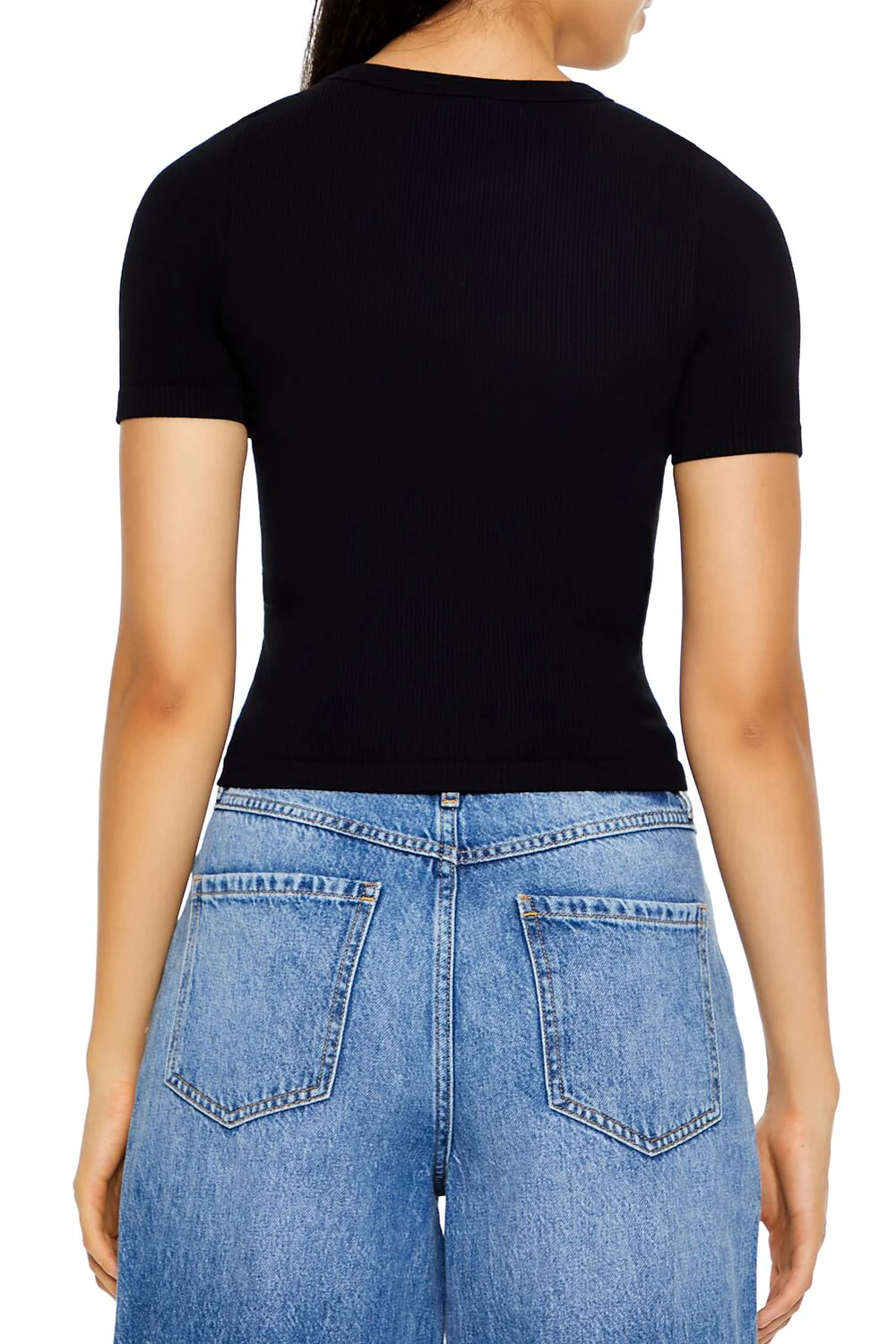 Cropped Seamless Ribbed Tee - Image 5