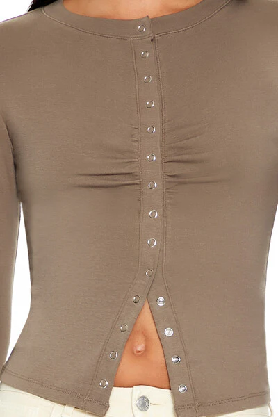 Snap-Button Long-Sleeve Top - Image 8