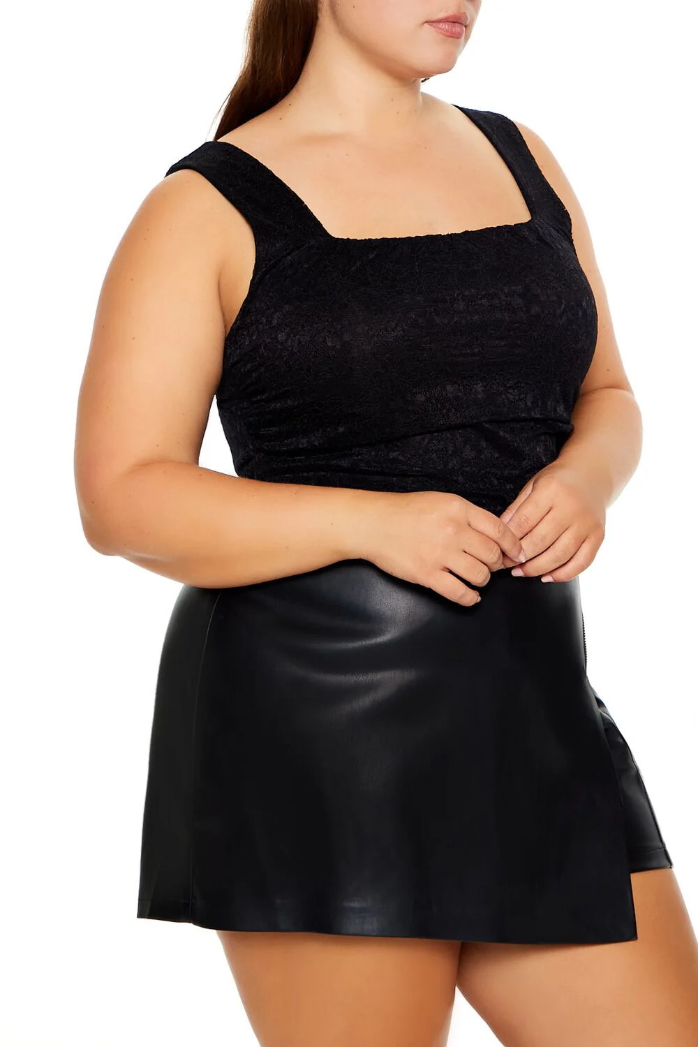 Plus Size Lace-Up Lace Top - Image 4