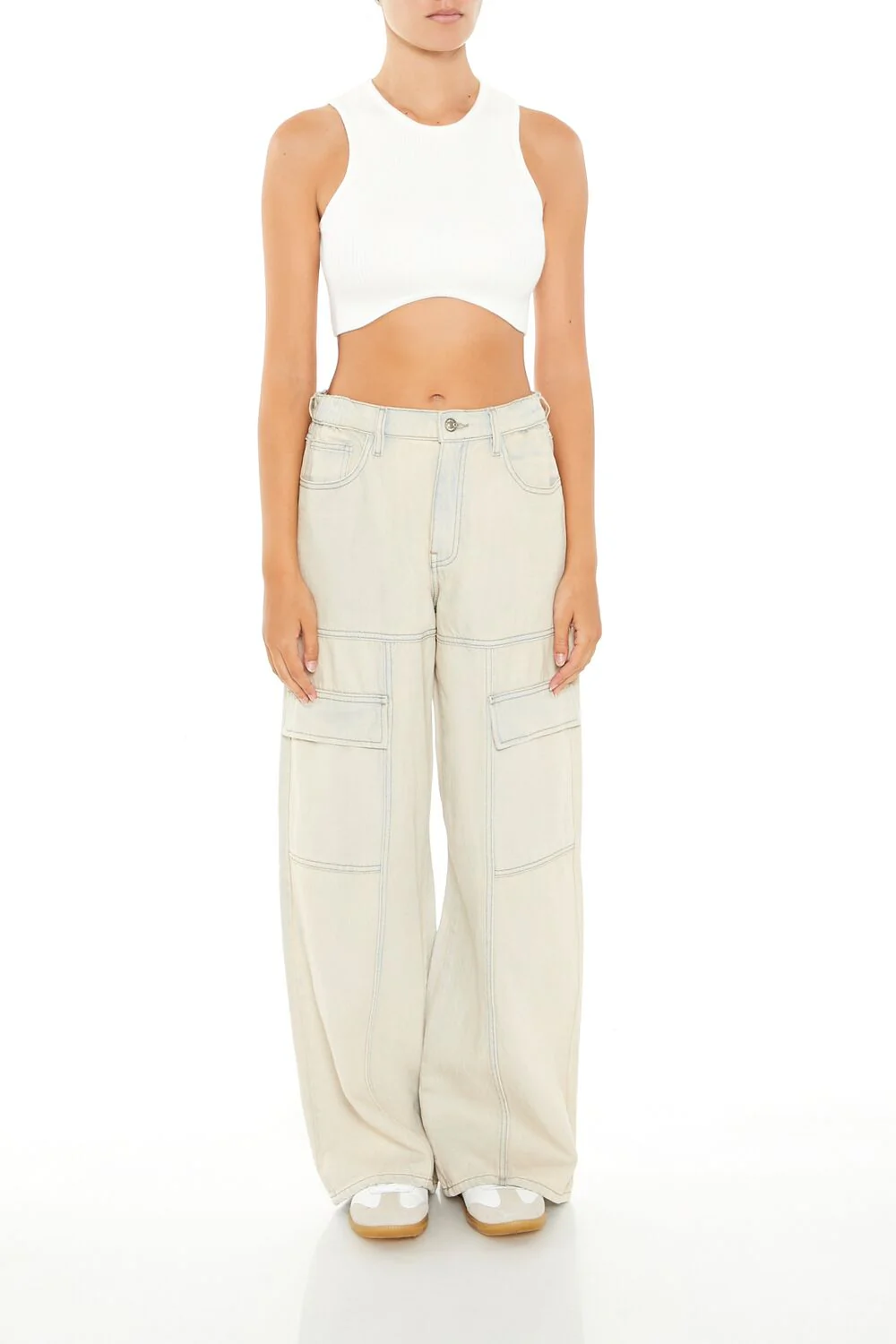 Sweater-Knit Curve-Hem Crop Top - Image 2