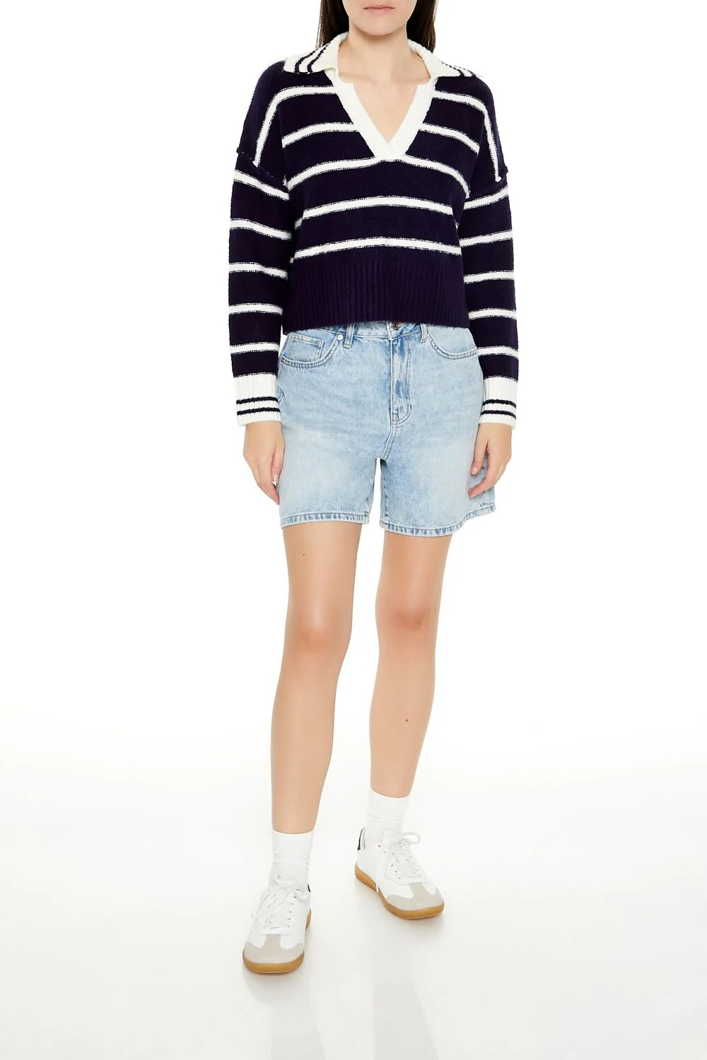 Striped V-Neck Sweater - Image 2