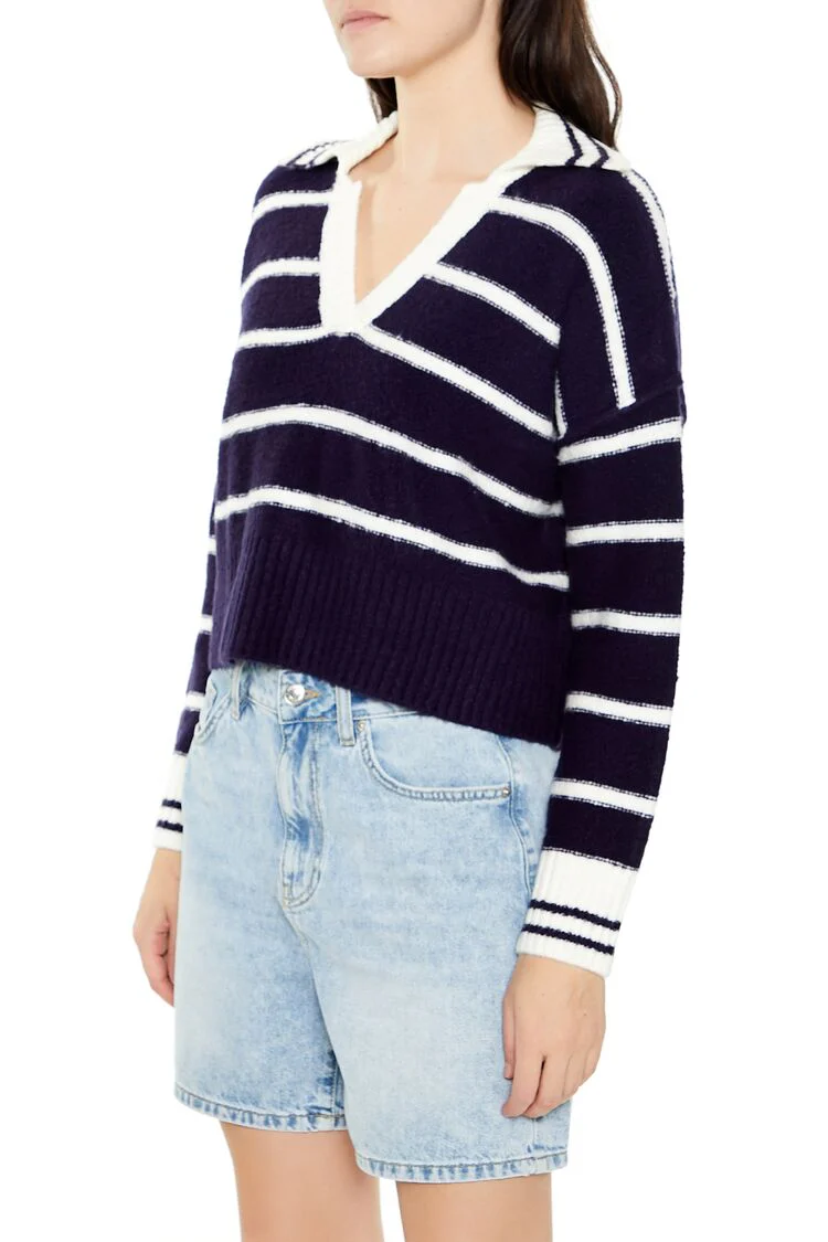 Striped V-Neck Sweater - Image 4