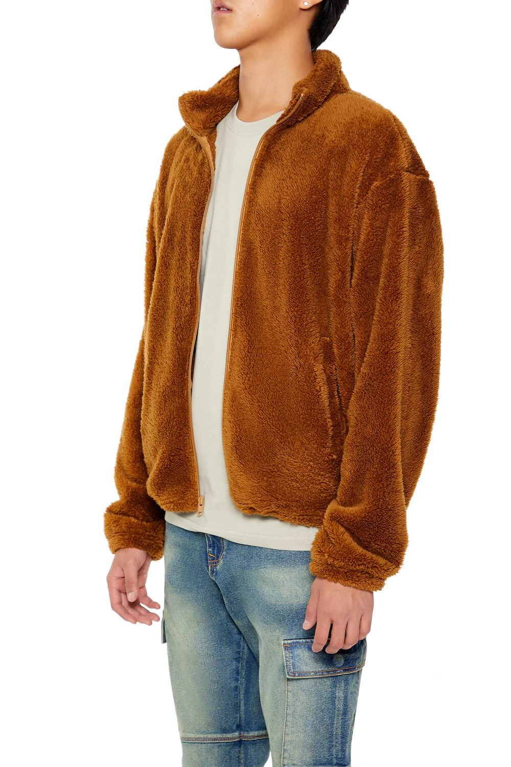 Faux Shearling Zip-Up Shacket - Image 3