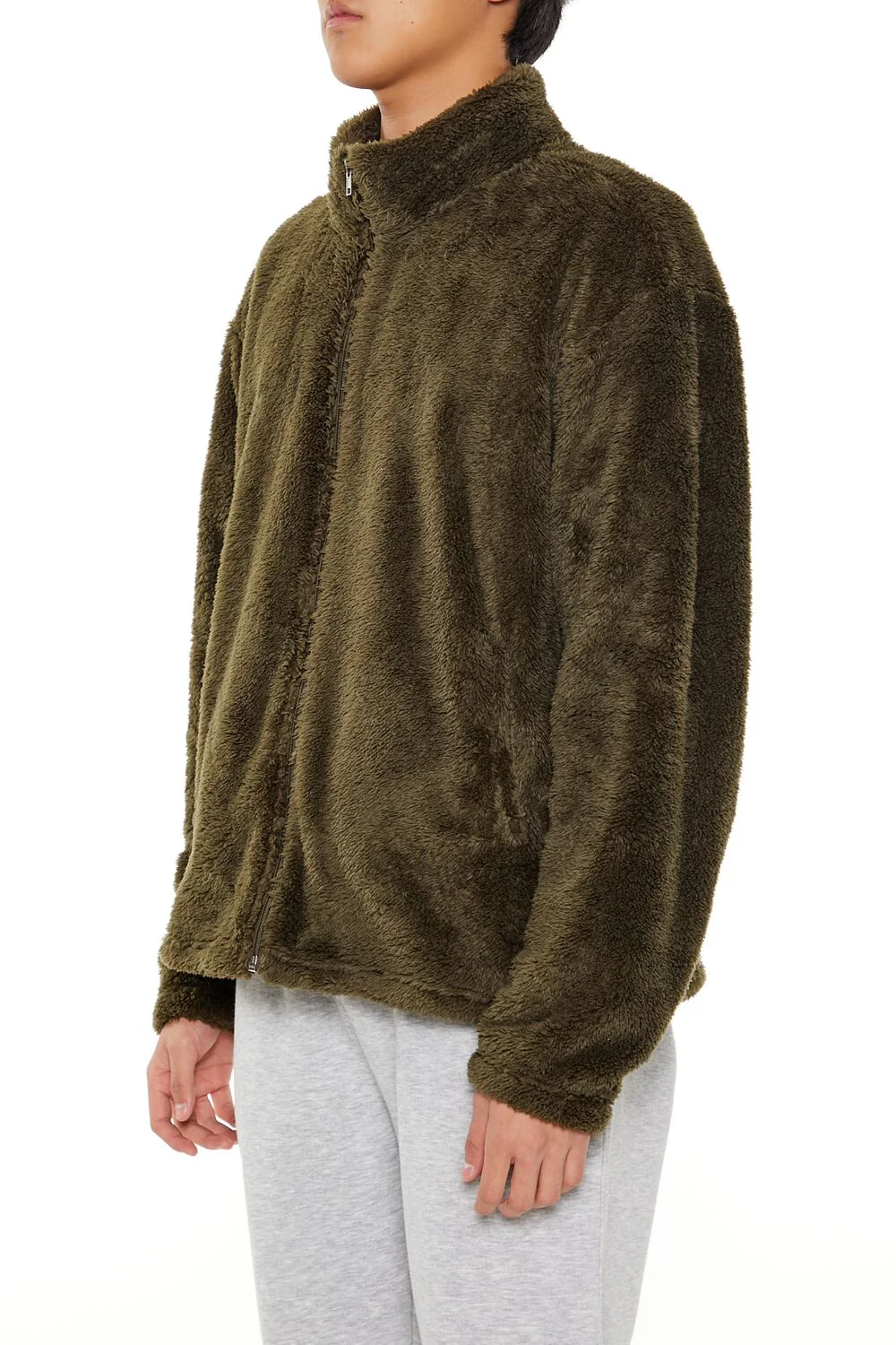 Faux Shearling Zip-Up Shacket - Image 9
