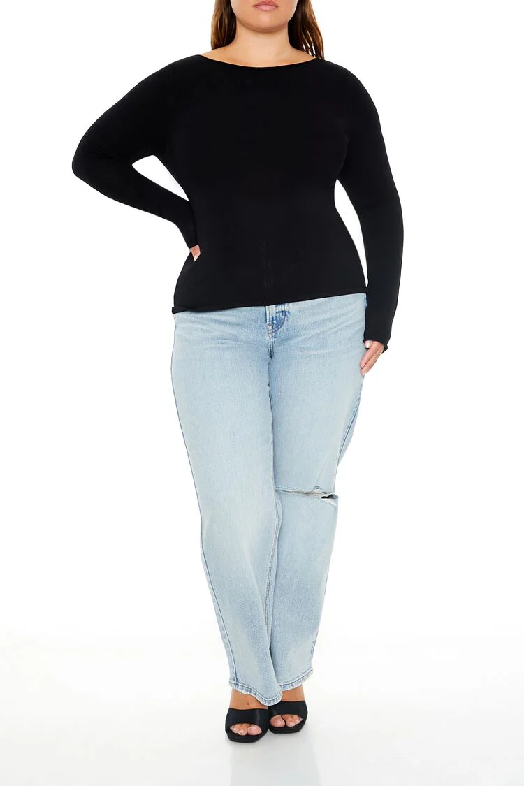 Plus Size Boat Neck Sweater - Image 2