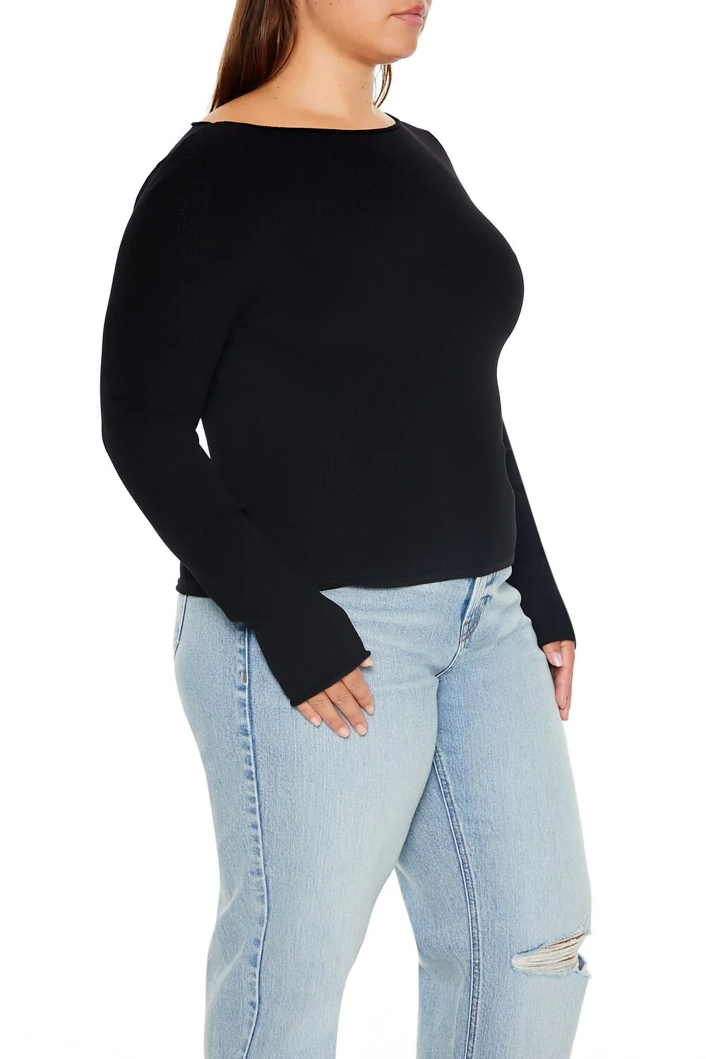 Plus Size Boat Neck Sweater - Image 4