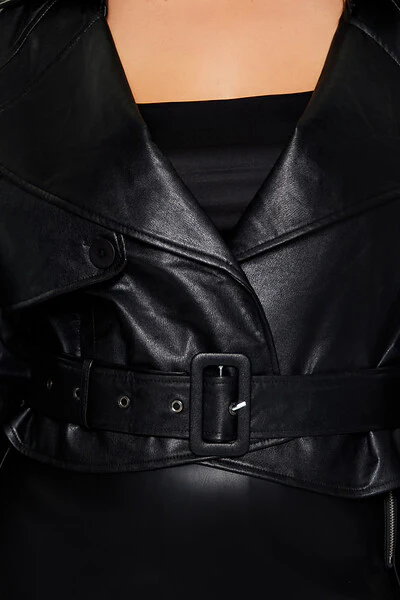 Plus Size Faux Leather Jacket - Image 3