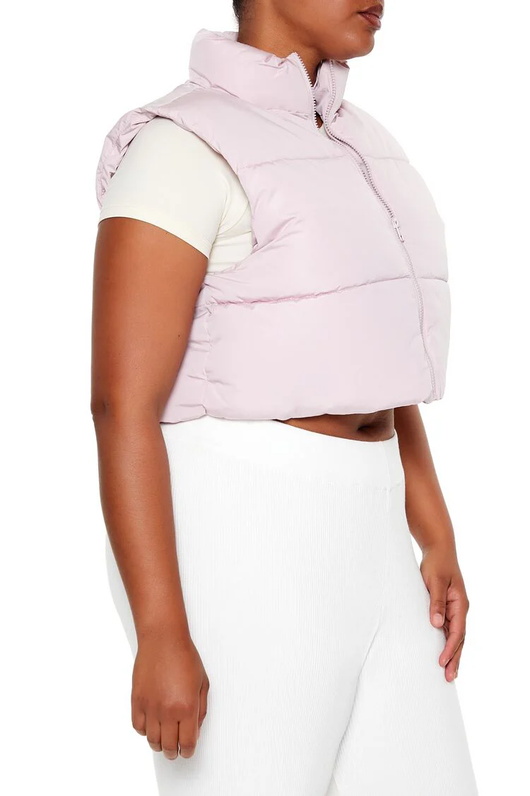 Plus Size Cropped Puffer Vest - Image 10