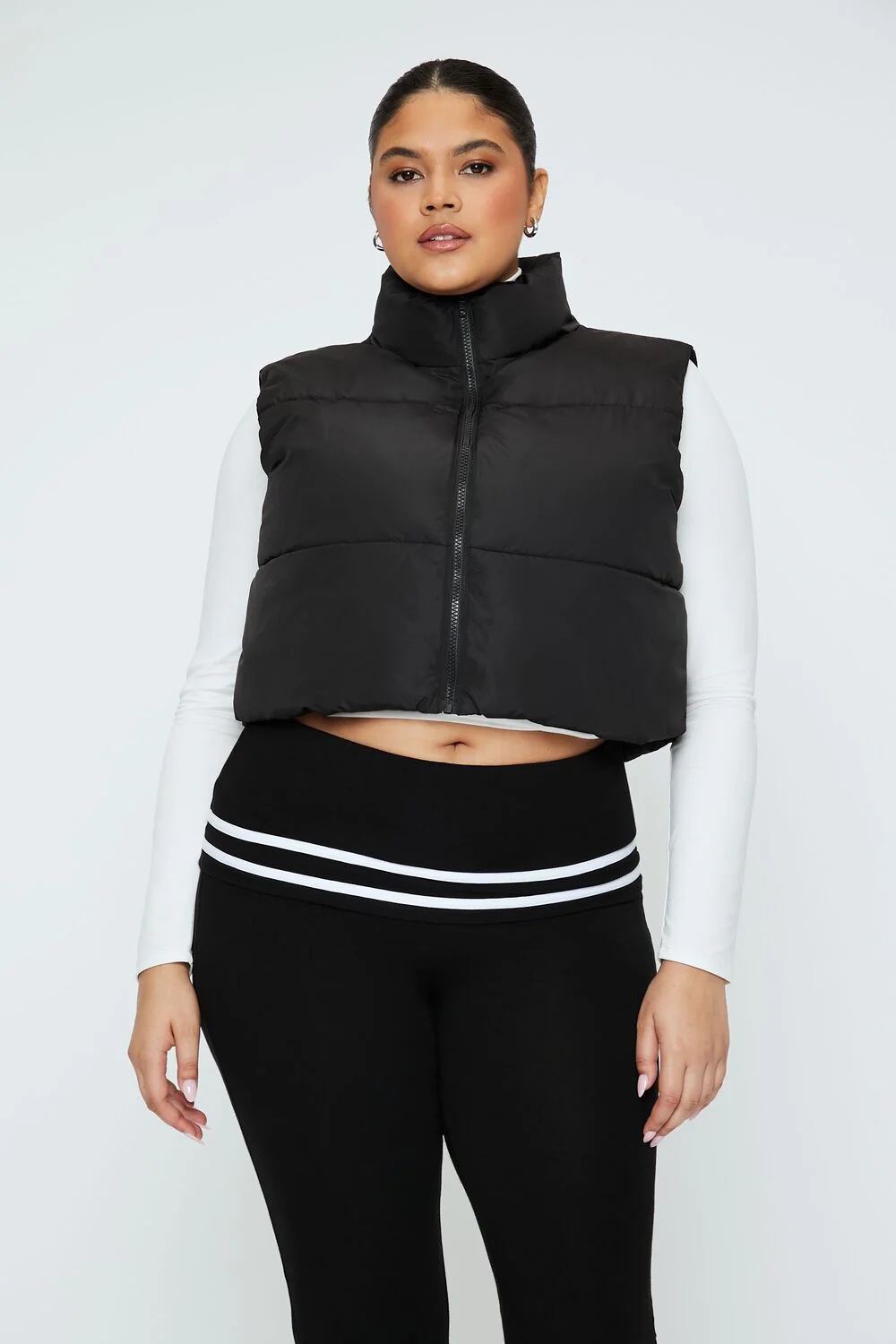 Plus Size Cropped Puffer Vest - Image 13