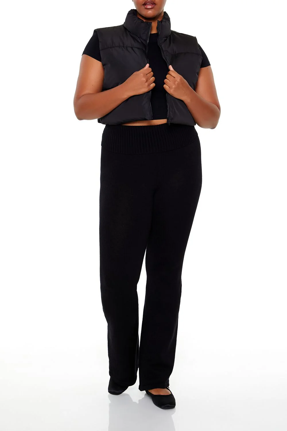 Plus Size Cropped Puffer Vest - Image 14