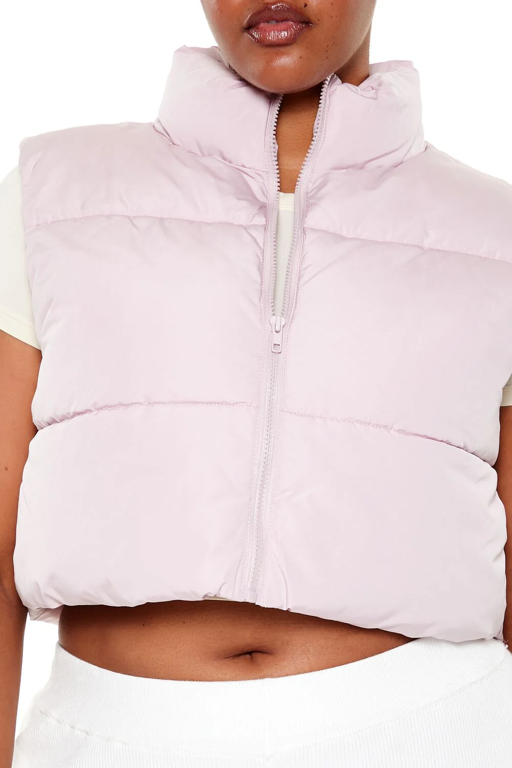 Plus Size Cropped Puffer Vest - Image 9