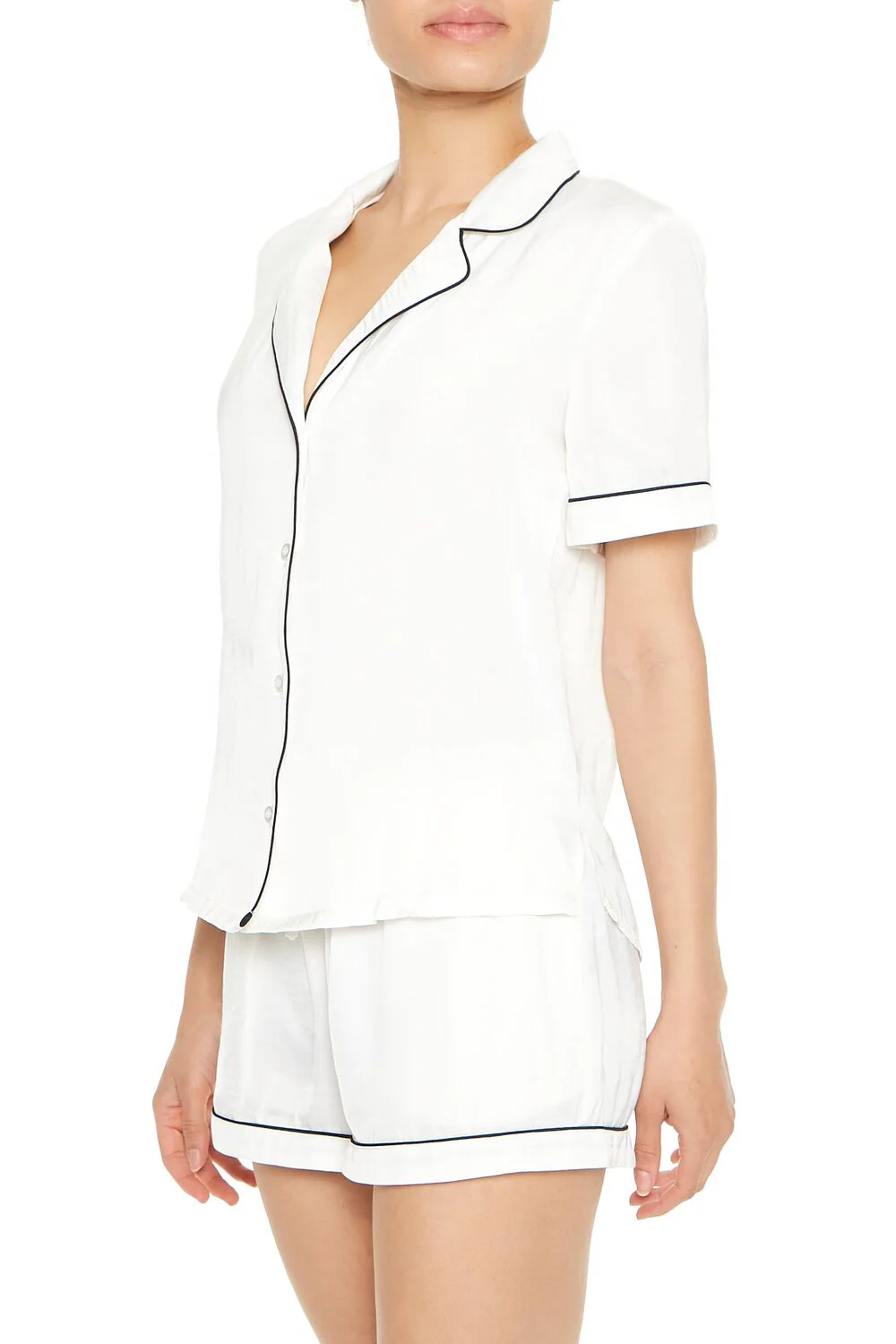 Piped-Trim Shirt & Shorts Pajama Set - Image 2