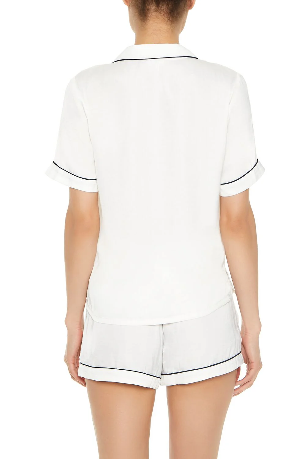 Piped-Trim Shirt & Shorts Pajama Set - Image 3