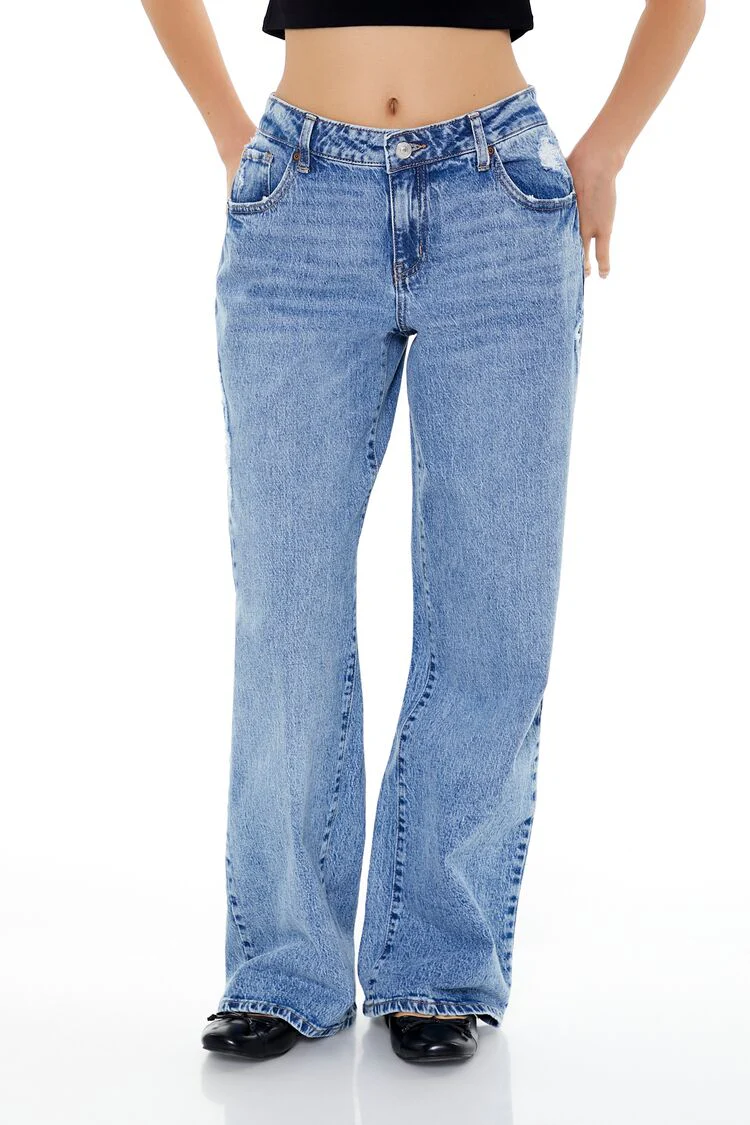 Distressed Low-Rise Baggy Jeans - Image 2