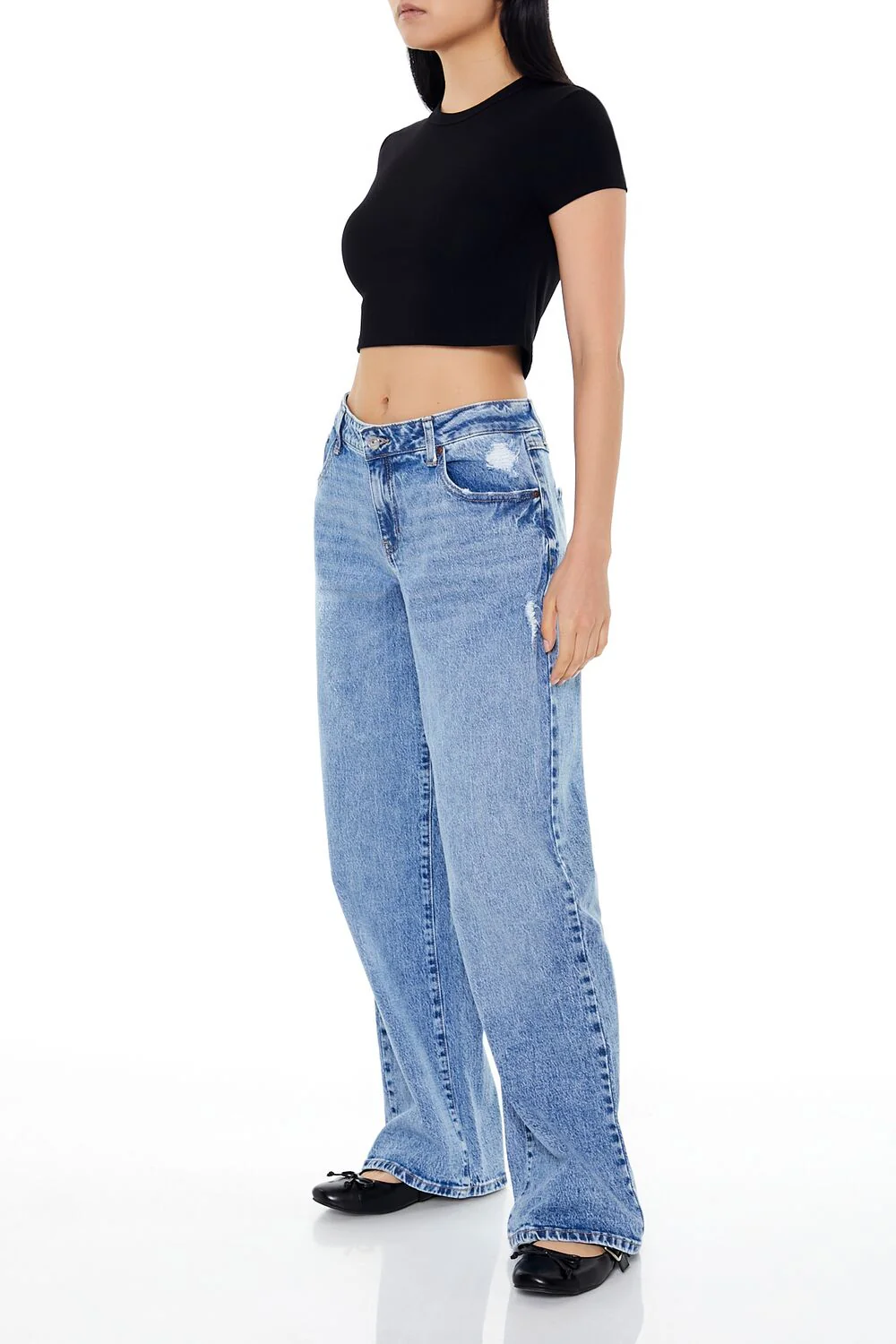 Distressed Low-Rise Baggy Jeans - Image 3