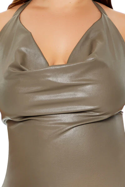 Plus Size Cowl Halter Mini Dress - Image 5