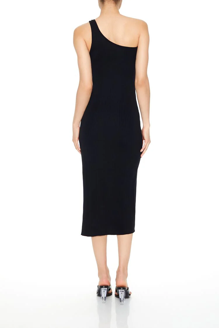 Ribbed One-Shoulder Midi Dress - Image 3