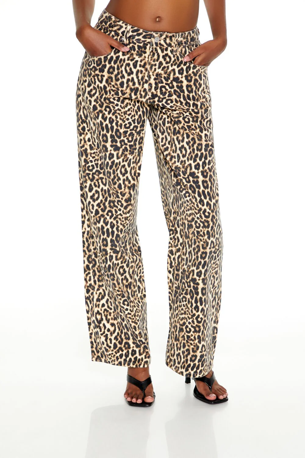 Leopard Print Baggy Jeans - Image 2