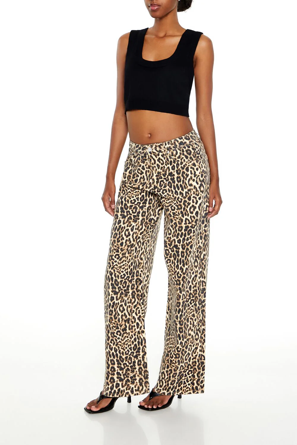 Leopard Print Baggy Jeans - Image 3